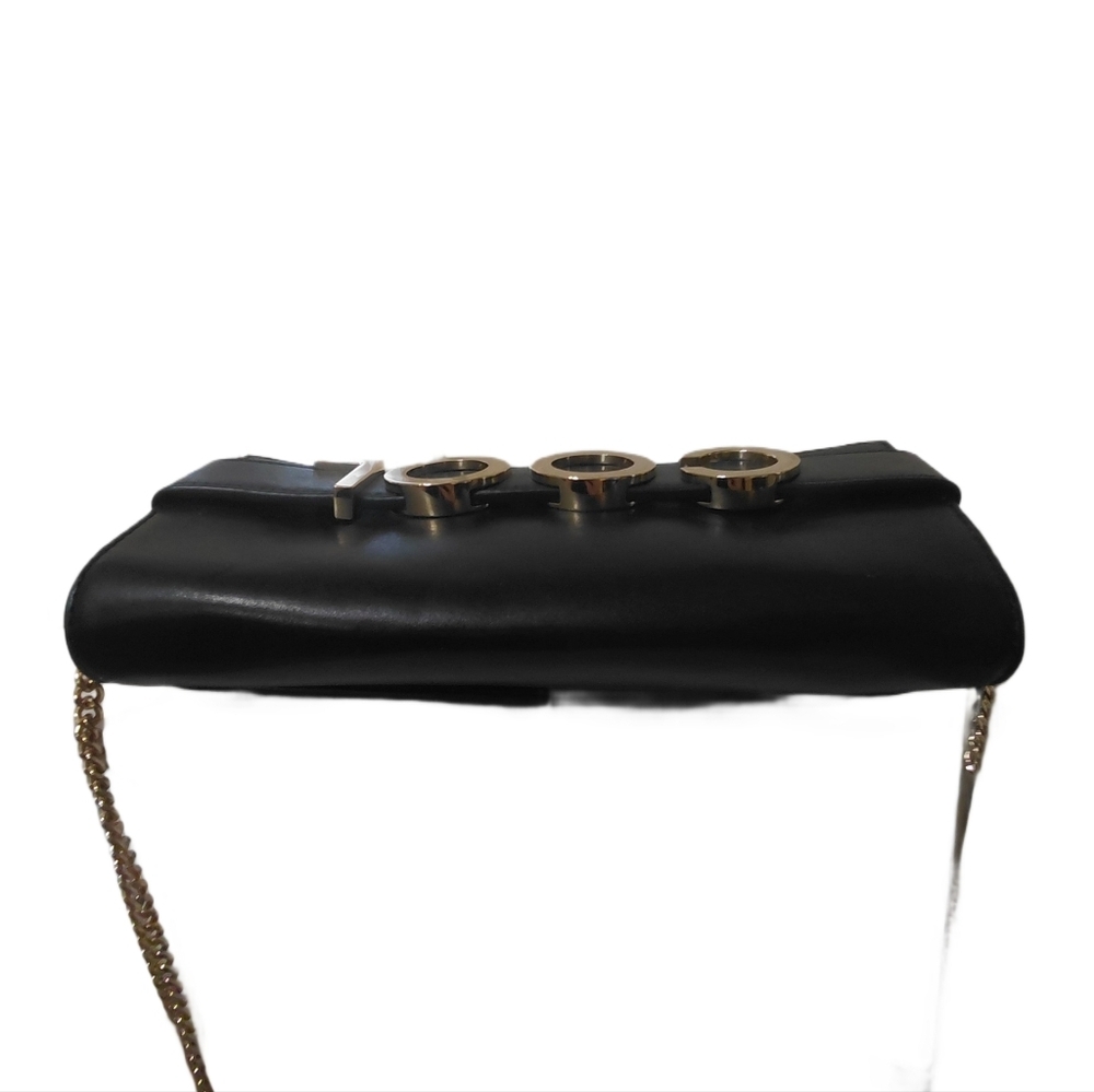 Michael Kors Bellamie COOL Black Leather Crossbody Clutch with Gold Chain - Picture 6 of 15